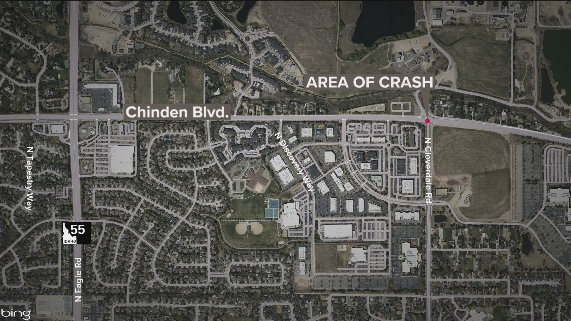 Boise Police said the two vehicles went through a chain link fence after they collided Thursday morning at the intersection of Cloverdale Road and Chinden Boulevard.