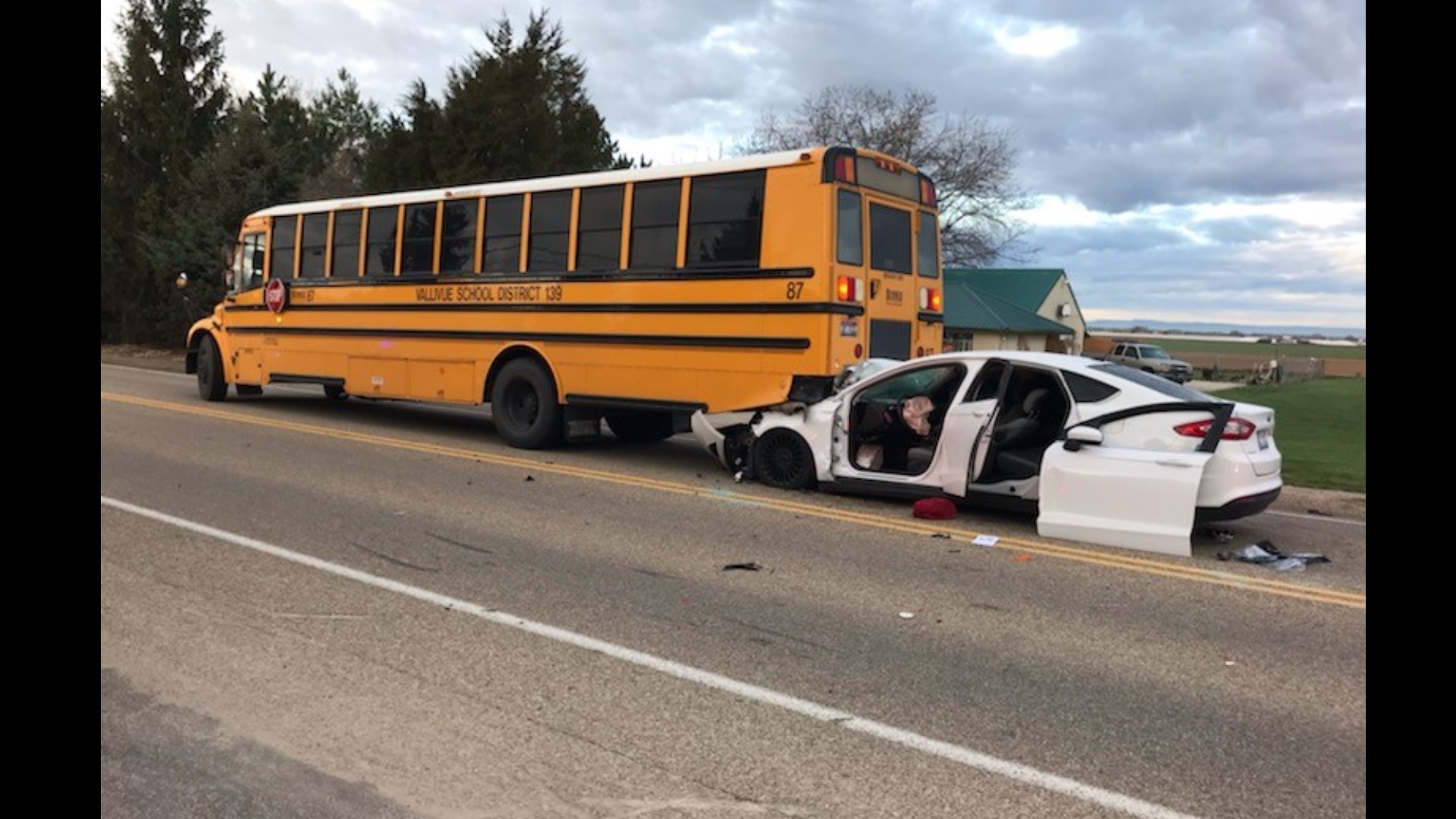 Car collides with school bus full of children in Caldwell | ktvb.com