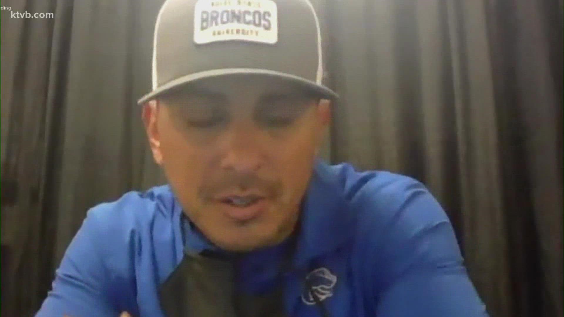 First-year head coach Andy Avalos reacts to losing the Broncos' season opener against UCF on Thursday night.