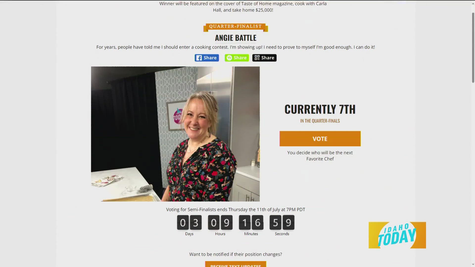 Vote for Angie the Pie Lady in Carla Hall's Favorite Chef Contest