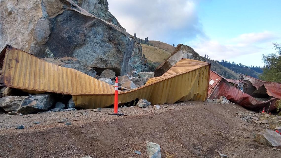 Massive boulders crash down on highway overnight near earlier rockslide
