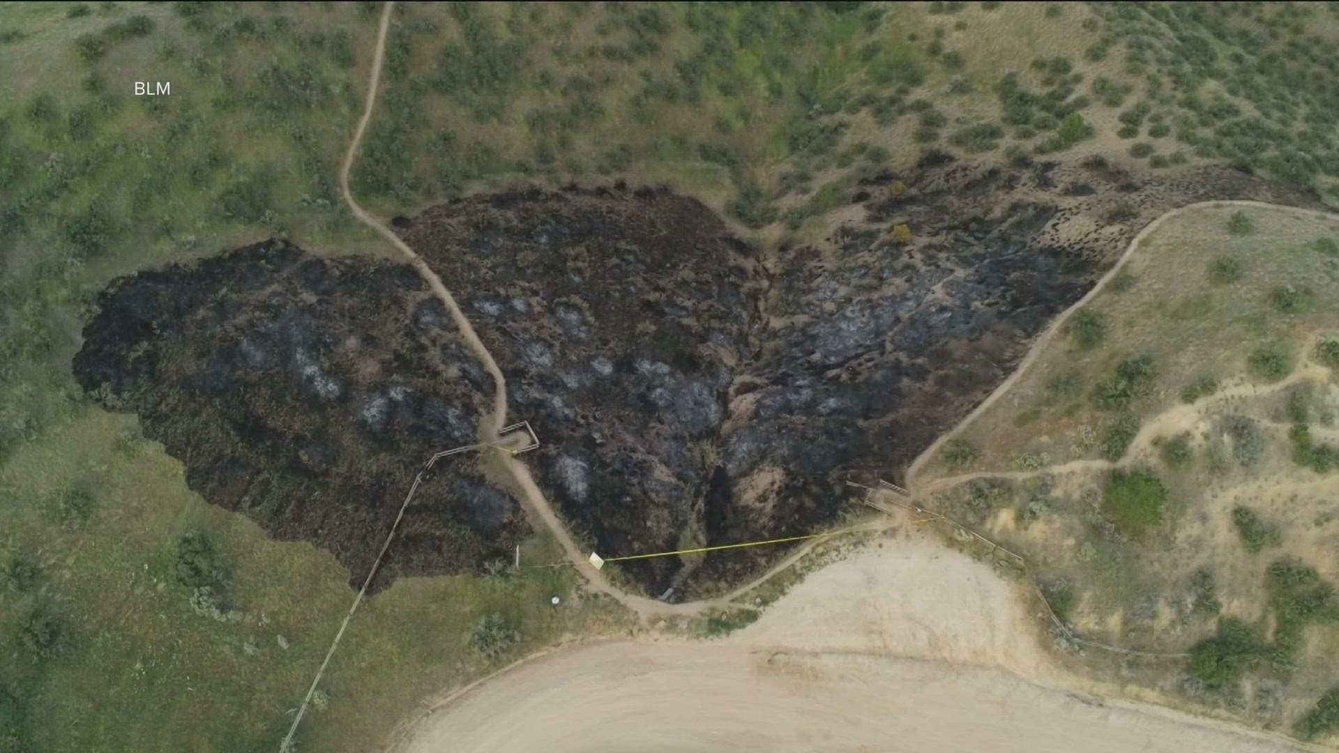 The land was closed Friday afternoon due to a fire burning in an area of unexploded munitions from the former Boise Army Barracks artillery range.