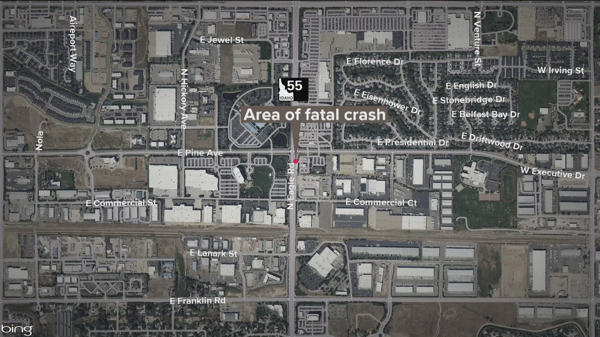 A teenage boy died Saturday when his vehicle veered off Eagle Road and struck a power pole in Meridian.