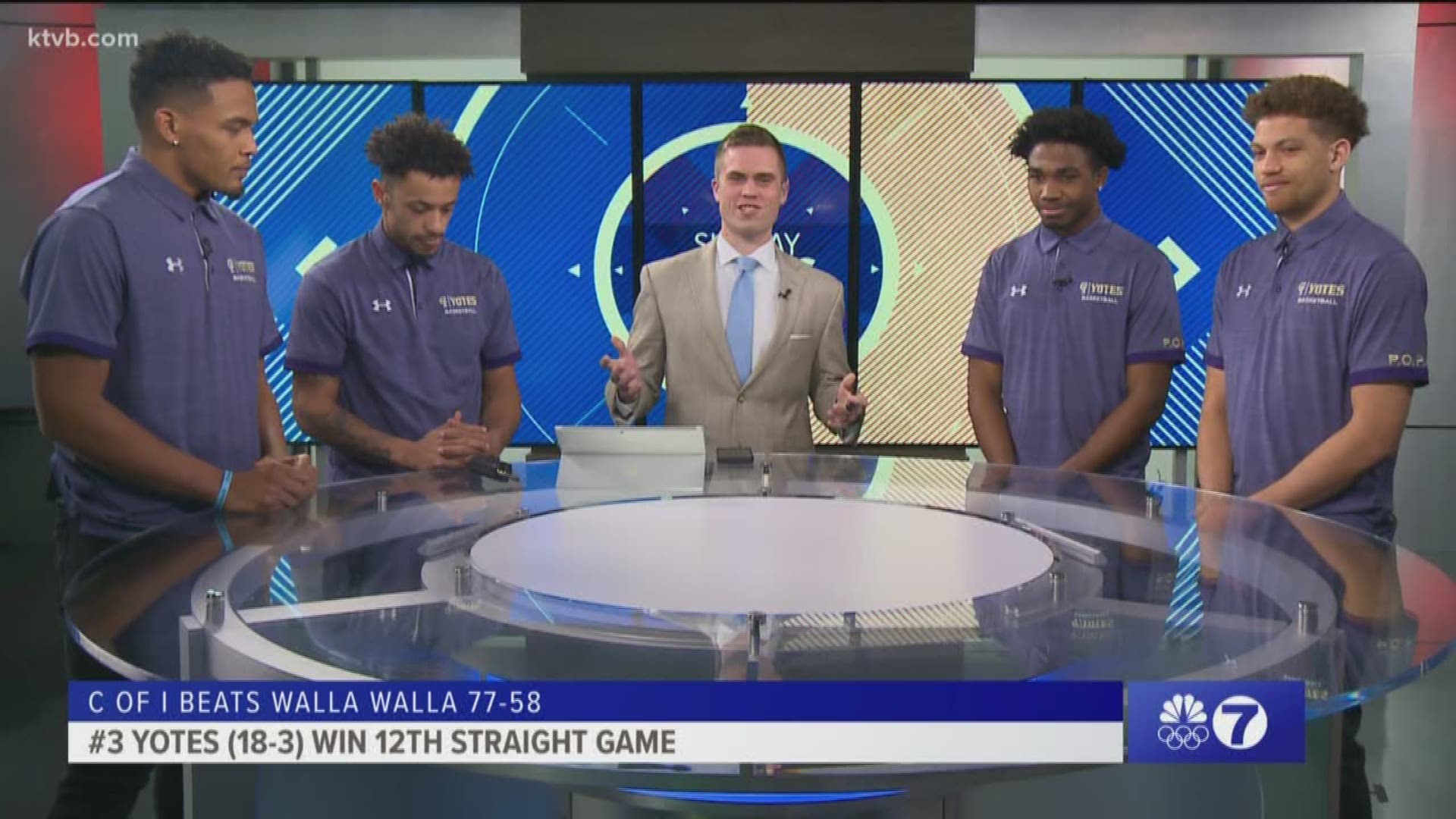 Members of the College of Idaho men's basketball team joined Will Hall on set of Sunday Sports Extra January 19, 2020.