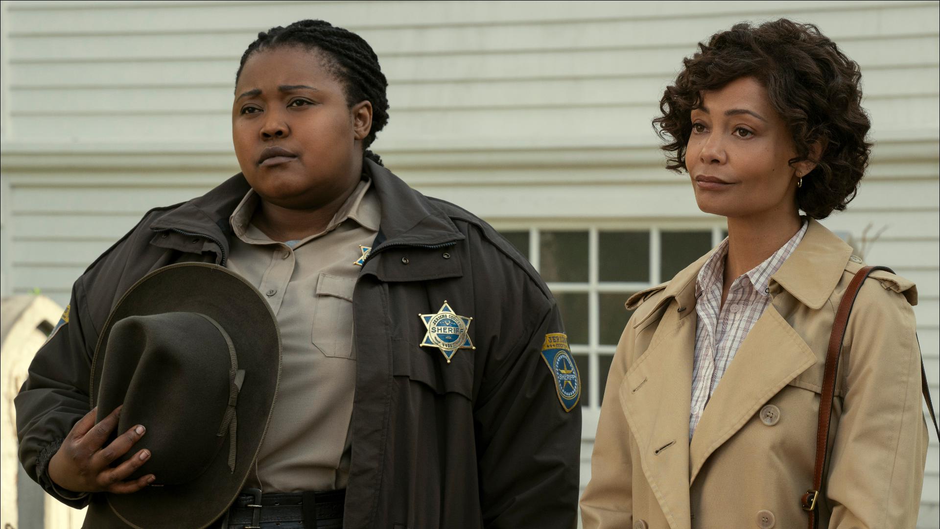 Luyanda Lewis-Nyawo stars as Sheriff Rita Santiago in Season 2 of Netflix's show Wednesday.