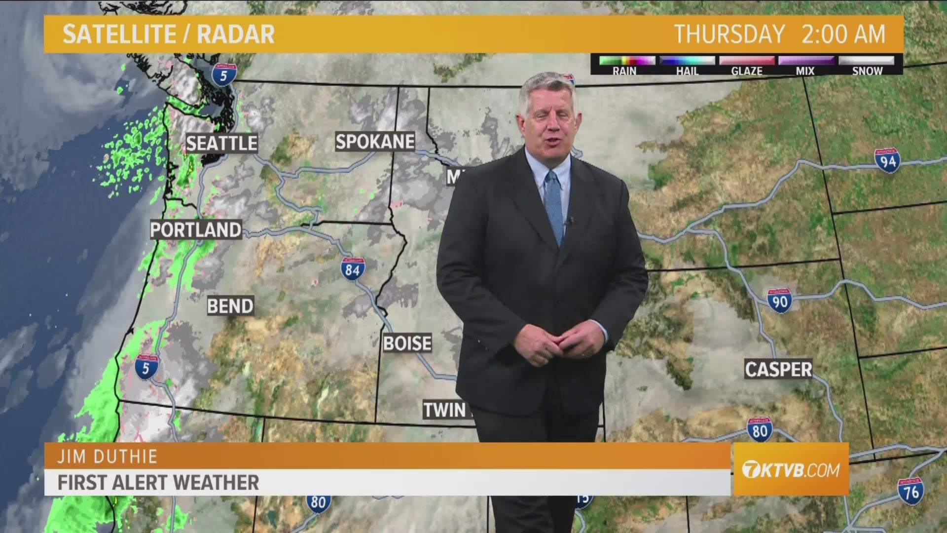 Jim Duthie says mild temperatures with highs in the mid-40s. Rain and snow showers in the evening.