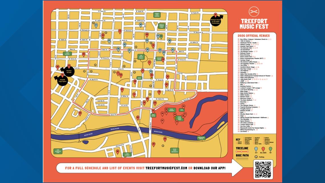 What roads are closed in downtown Boise during Treefort Music Fest?