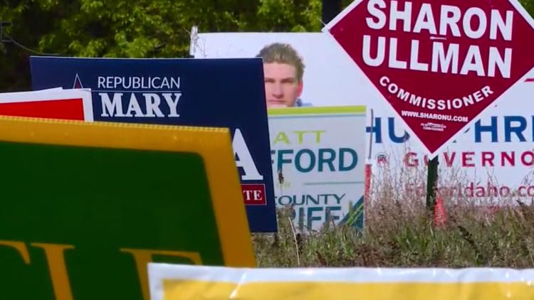 Who is responsible for political signs after the Idaho primary?