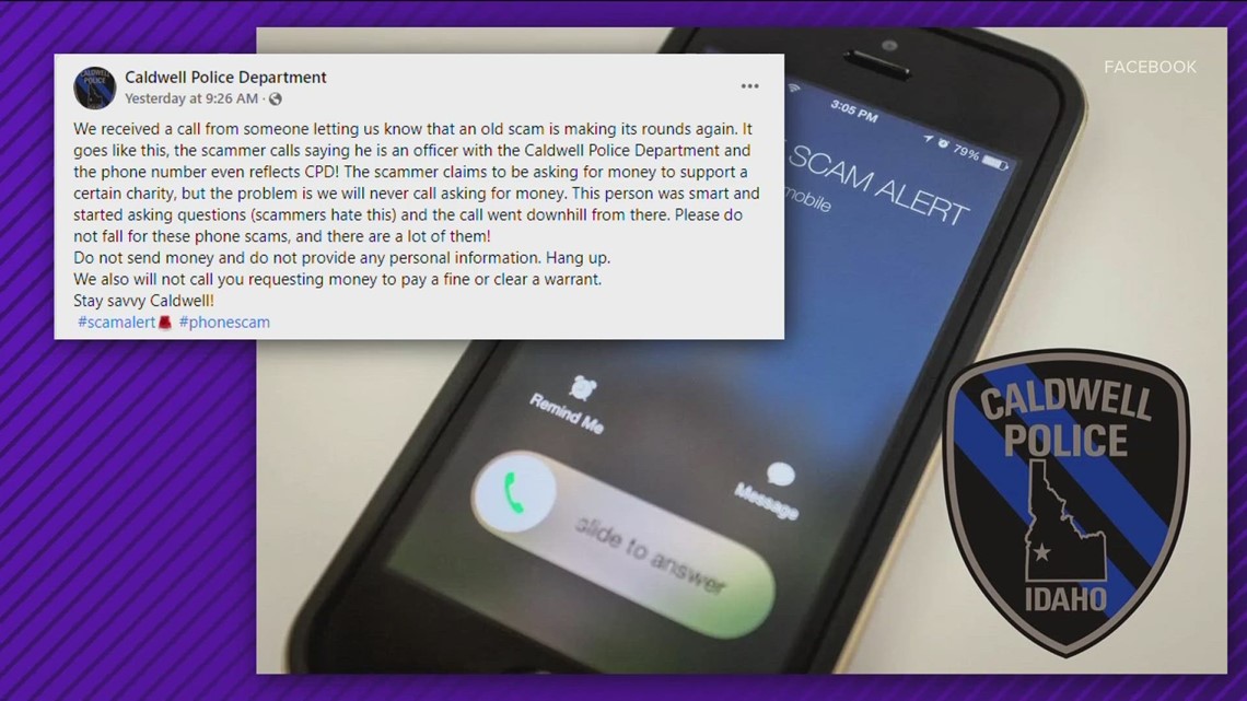 Caldwell Police Warns Public Of Scam Phone Call Asking For Charity Donations
