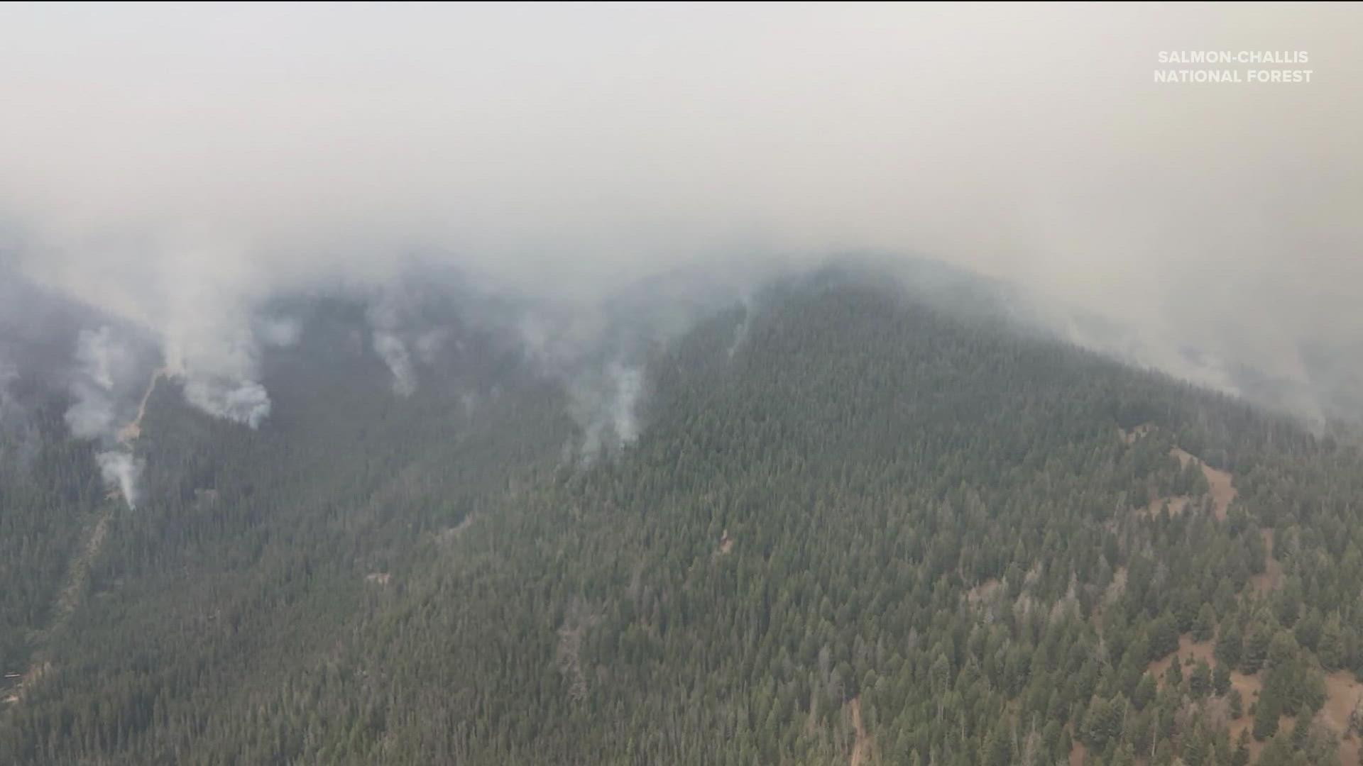 The fire northwest of Salmon started July 17, and has burned more than 203 square miles.