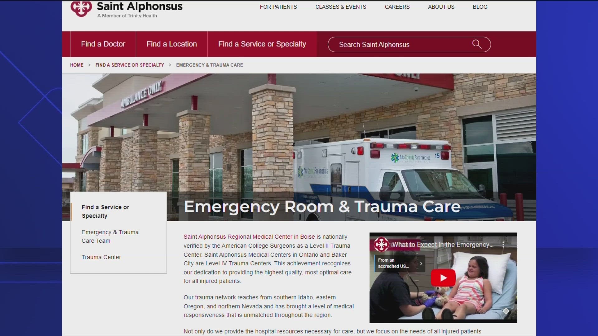 While the medical center lost its American College of Surgeons trauma center verification, it is still certified as a Level II Trauma Center by a state authority.