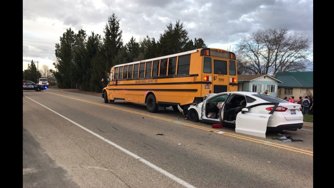 Car rear-ends school bus full of kids in Caldwell | ktvb.com