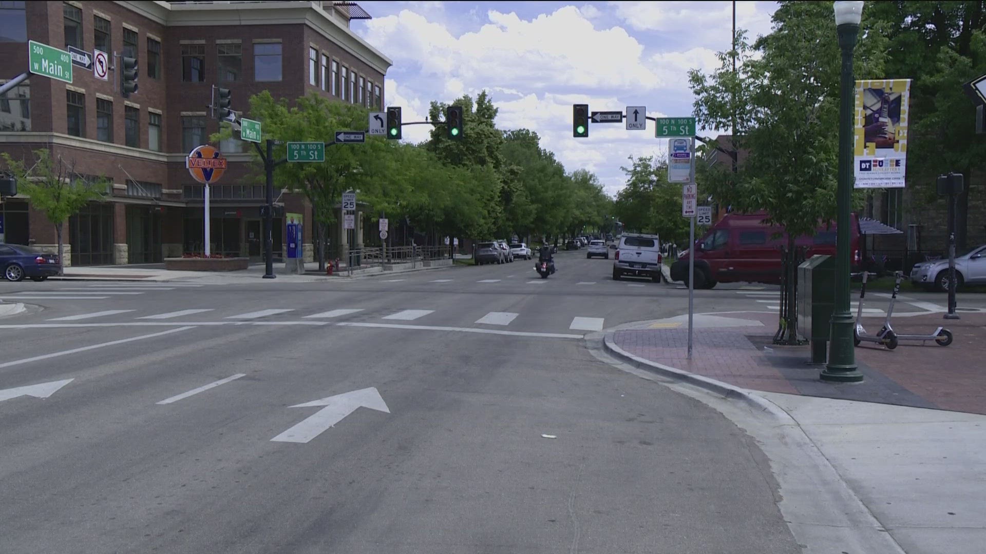 Police say the man ran from a parked car they were investigating in downtown Boise.