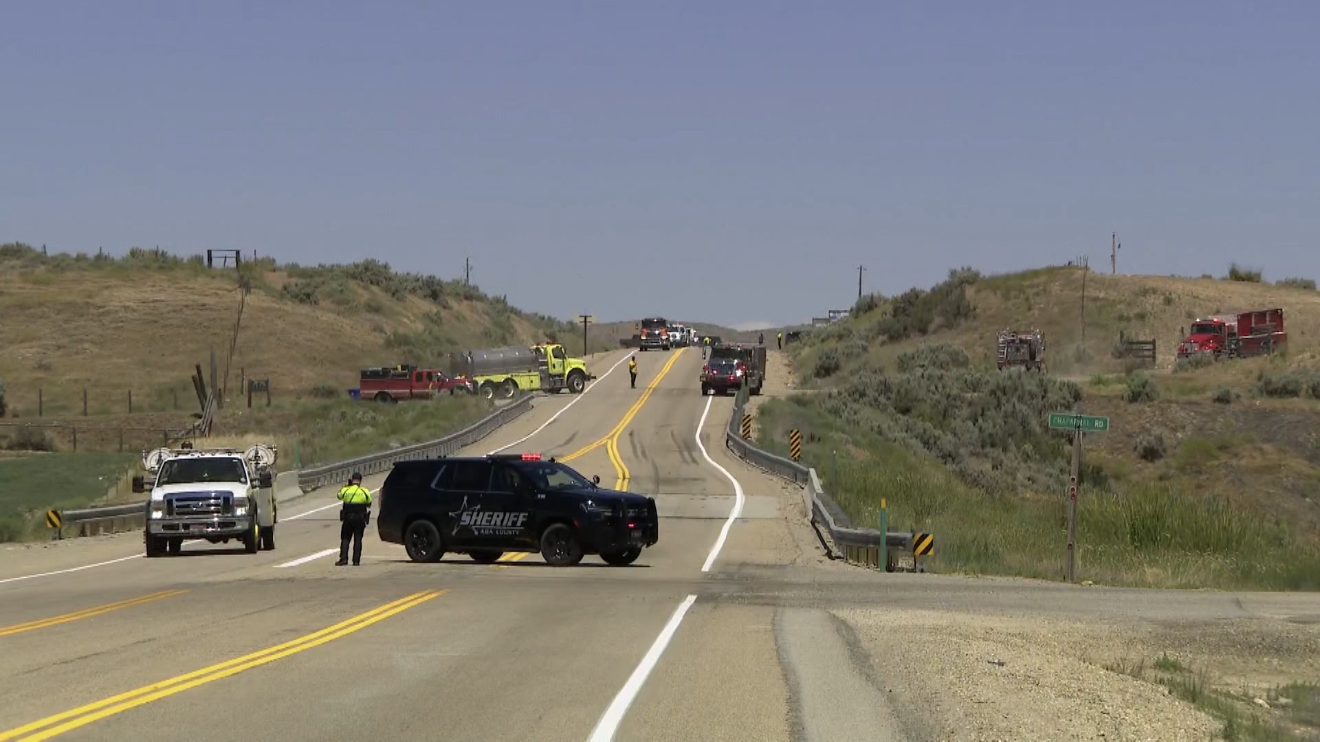 The fire started shortly after 11 a.m. Friday near Highway 16 and Chaparral Road.