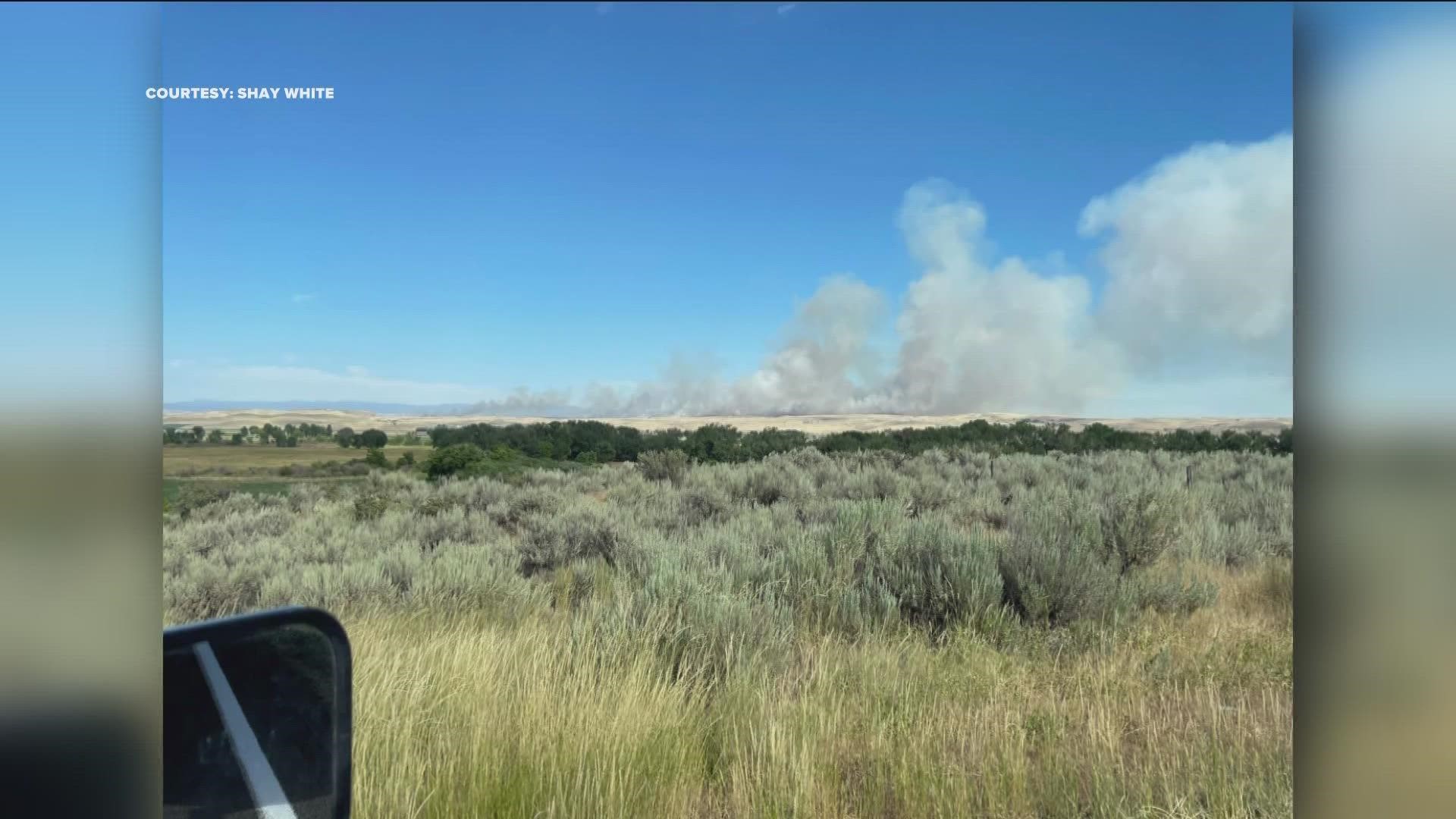 The Favre Fire is located east of Midvale and around 6 miles north of Crane Creek Reservoir. The fire is estimated at 1,500 acres.