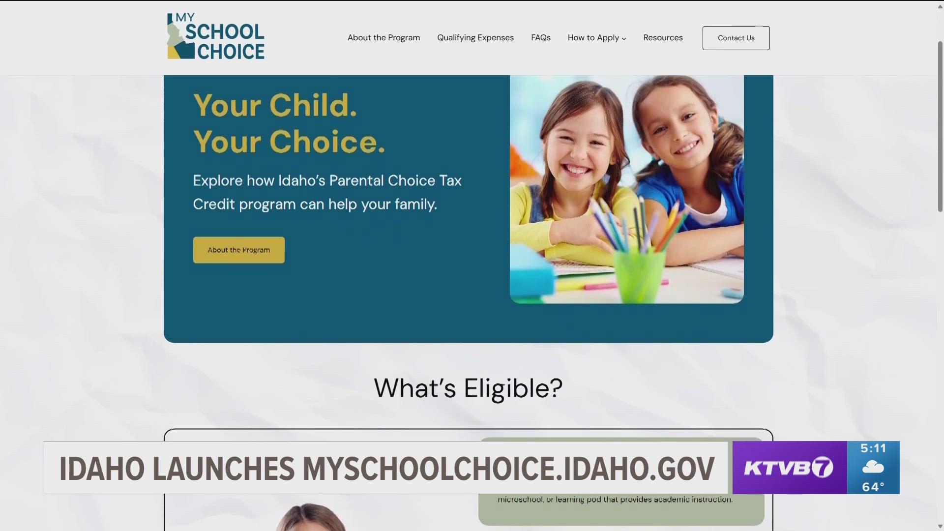 The website features an eligibility checklist designed to help families quickly determine if they qualify for the program, which provides financial assistance.