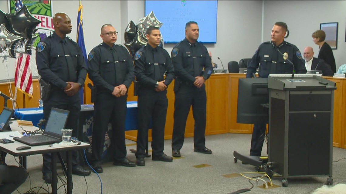 Caldwell Police swear in four new officers, including deputy chief