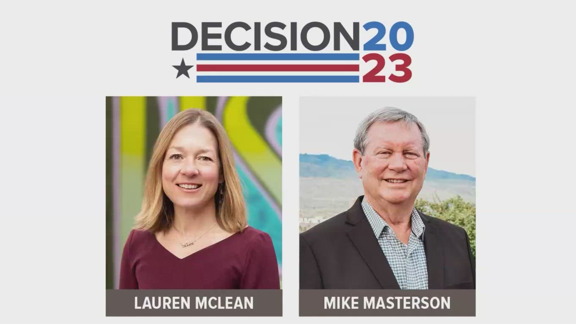 Incumbent Mayor Lauren McLean and retired Boise police chief Mike Masterson face off in a debate hosted by KTVB Idaho's Newschannel 7 on Tuesday, Oct. 24, 2023.