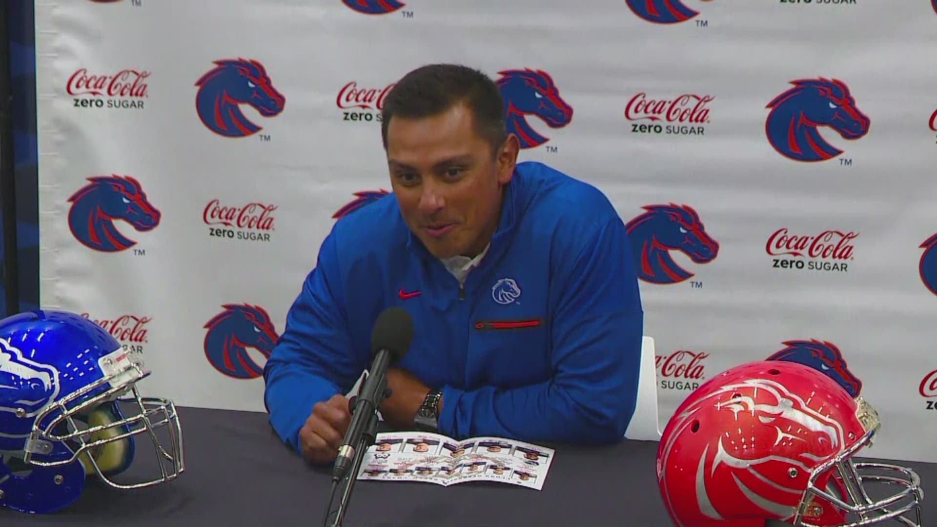Boise State defensive coordinator Andy Avalos discusses the dominant win over Troy, the much-hyped Turnover Throne, and his unit's preparations for the home opener against UConn.