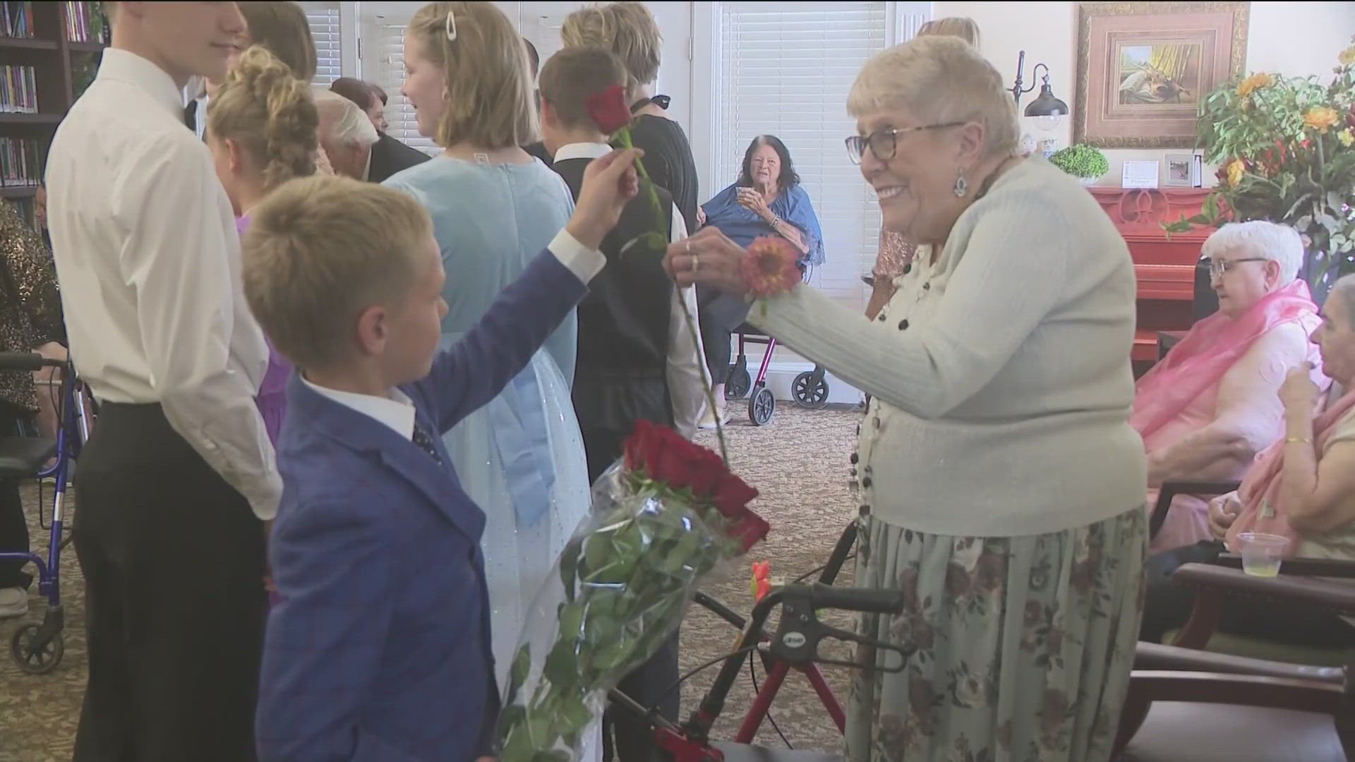 Edgewood Senior Living in Eagle hosted a back-to-school prom for residents. They invited a group of kids to the prom to bring together young and old for a good time.