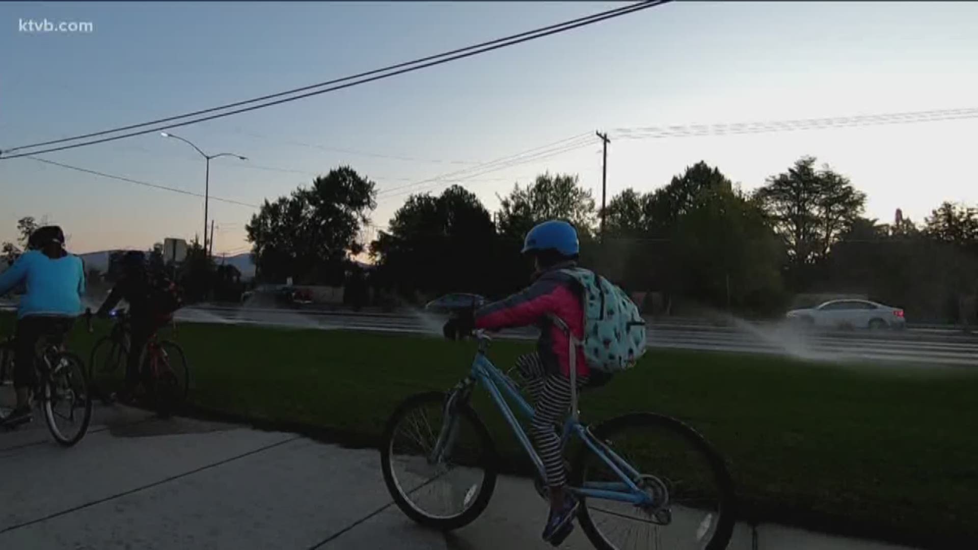 The students took part in the annual walk and bike to school day.