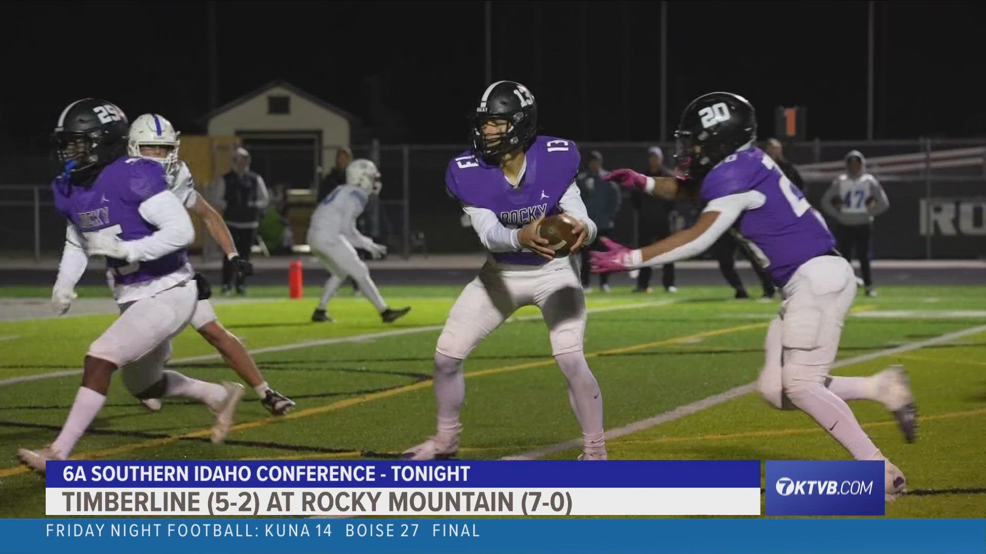 No. 1 Rocky Mountain (8-0) meets No. 2 Eagle in the conference title game after securing the 6A SIC Foothills Division throne with a 31-13 win over Timberline (5-3).