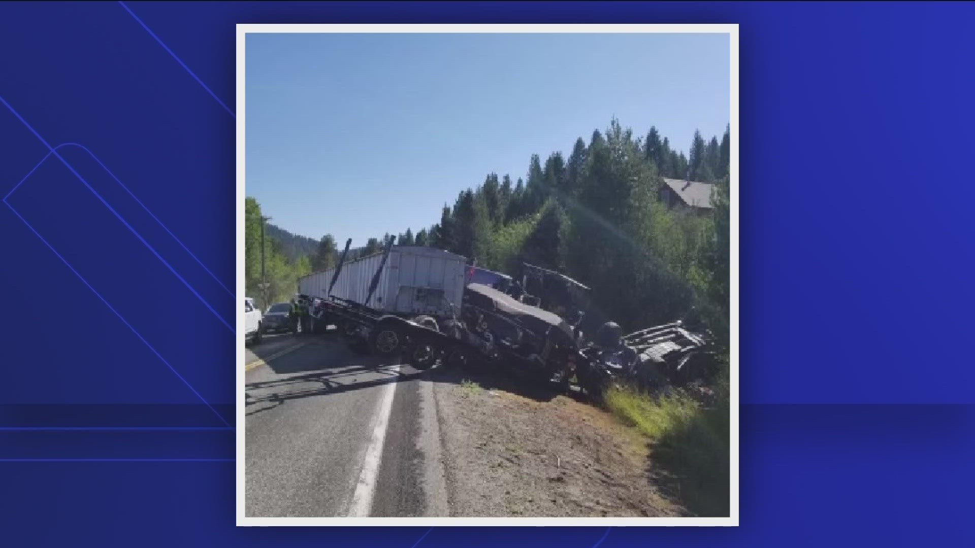 Police said there was a three-vehicle-crash, the driver of the semi-truck was taken to the hospital. No other injuries are reported.