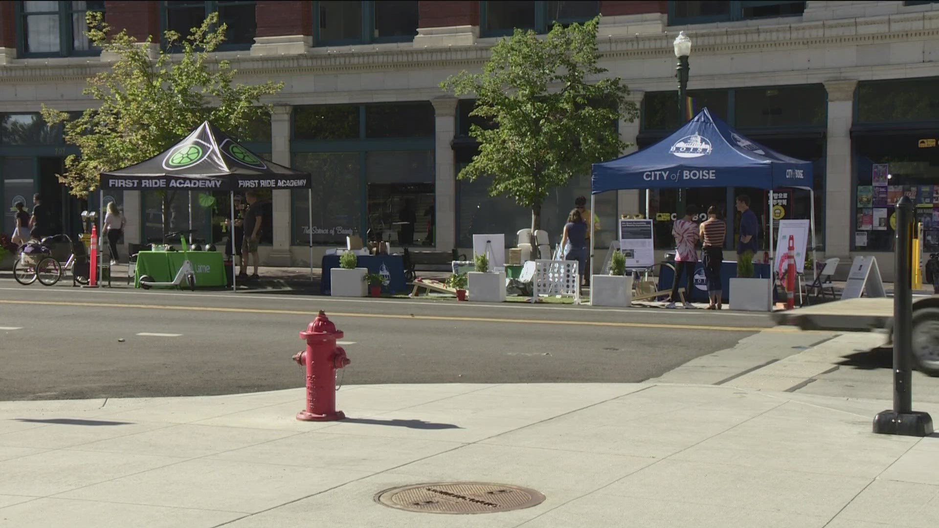 Boise residents converted downtown parking spaces into unique small parks.