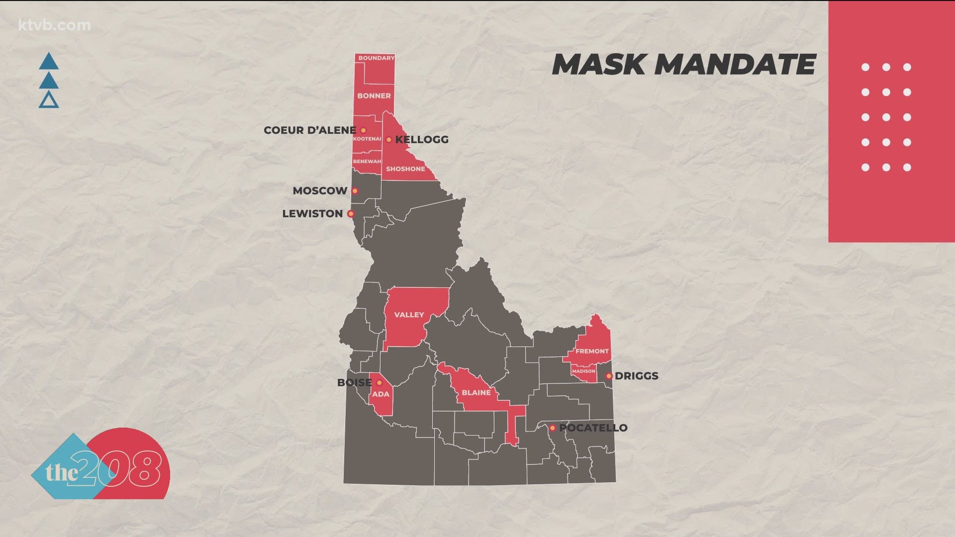 Ten counties and several Idaho cities now require people to wear face masks out in public.