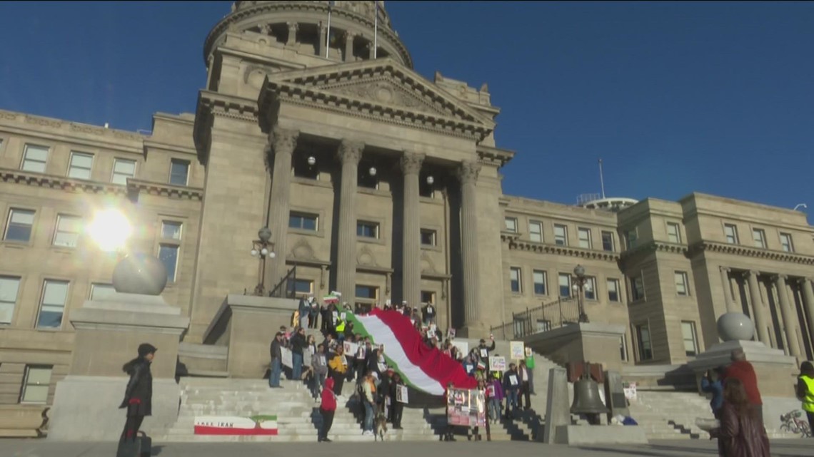 People demonstrate at Capitol about the Iran regime and to raise awareness about protests in Iran