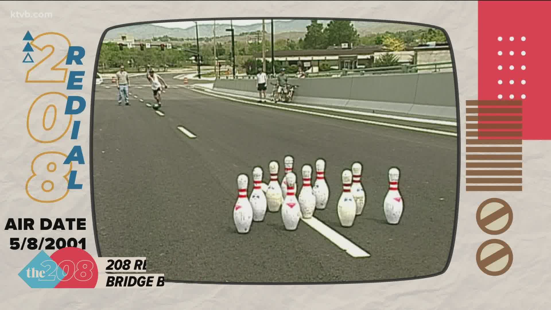 KTVB reporter John Miller and a few passersby made most of the empty bridge one last time before it opened. By turning it into a make-shift bowling alley, logically.