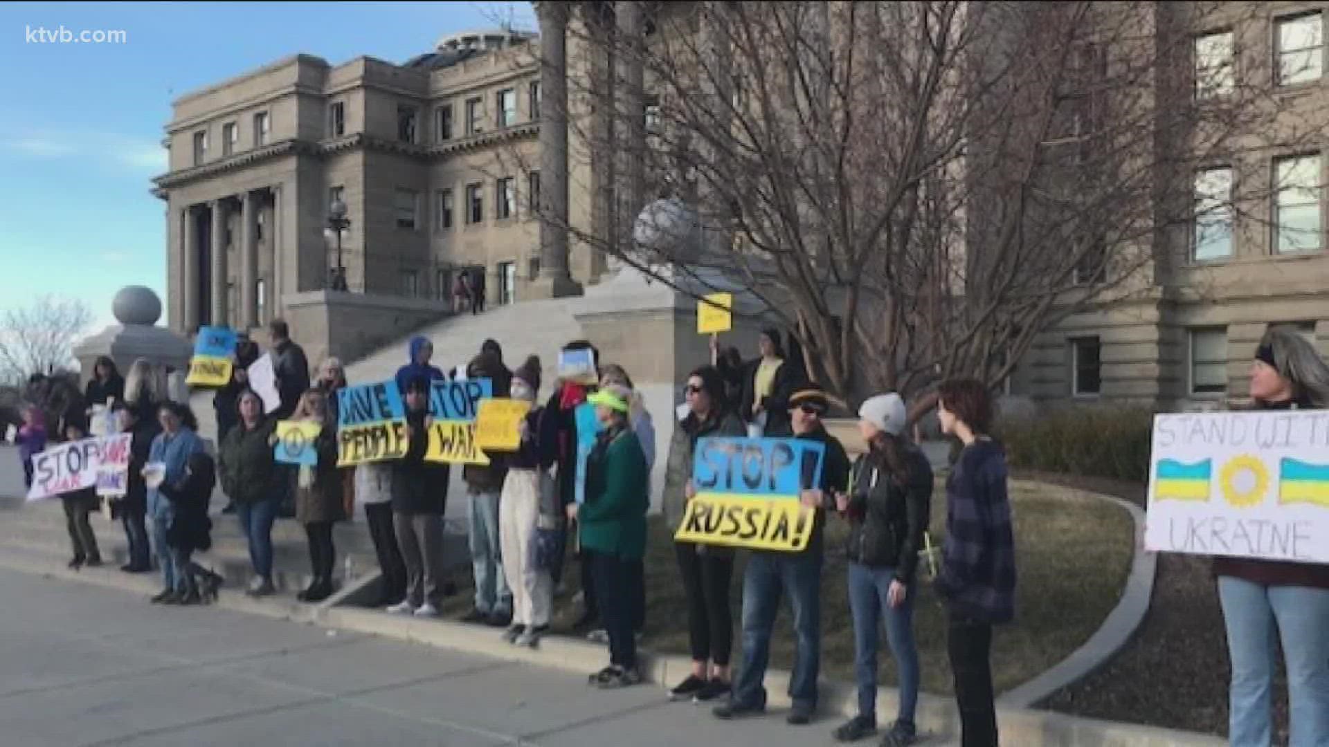 Ukrainian exchange students in Nampa organized the march to support their home county. The march kicked off around 4:45 p.m. MT in front of Boise City Hall.