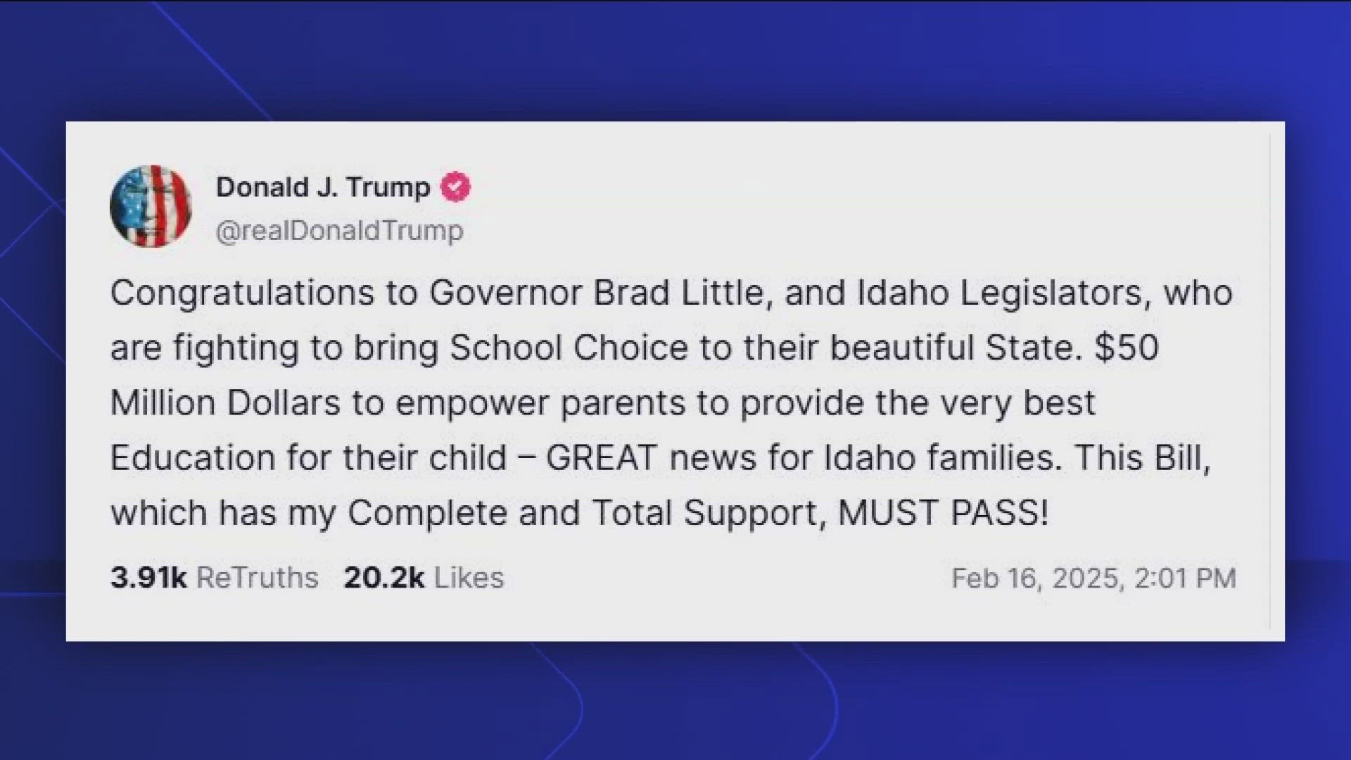 Trump praises school choice bills