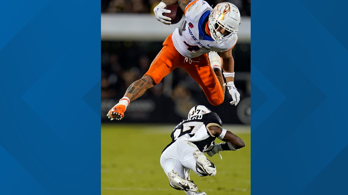 Central Florida wide receiver Brandon Johnson (3) runs a route during the  first half of an NCAA college football game against Boise State on Thursday,  Sept. 2, 2021, in Orlando, Fla. (AP