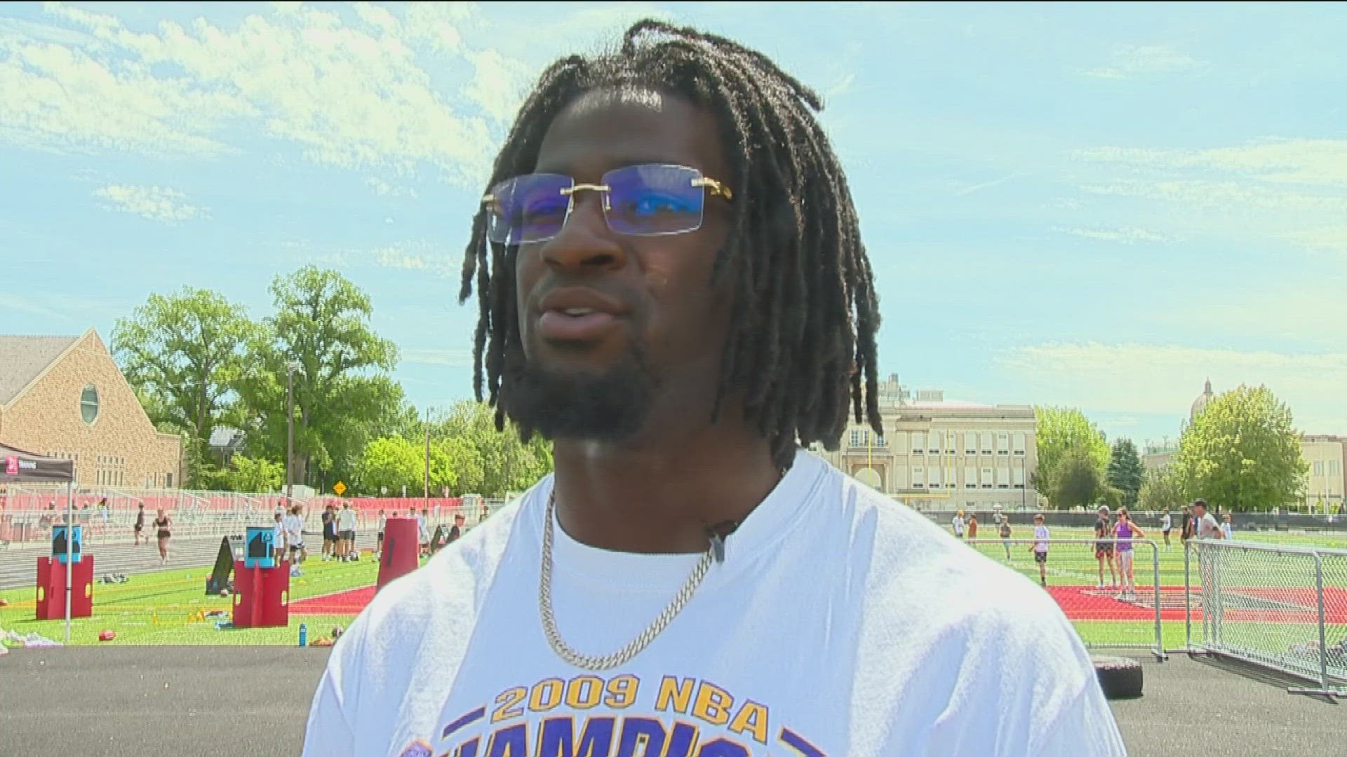 The Denver Bronco was back in Boise to help coach the Gridiron Dreams Football Academy and chatted with KTVB about the rising sophomore safety.