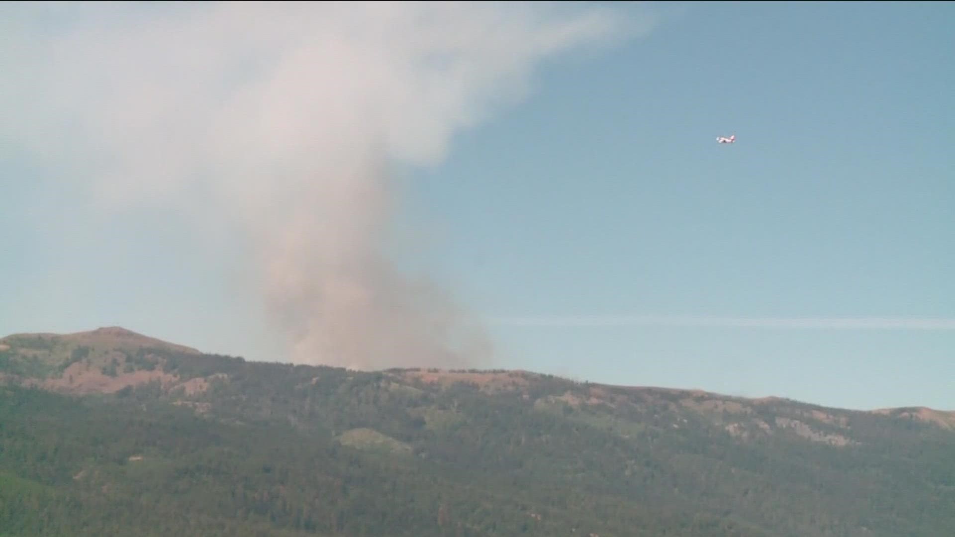 The Four Corners Fire is located 2 miles west of Cascade and is burning in steep, rocky terrain.