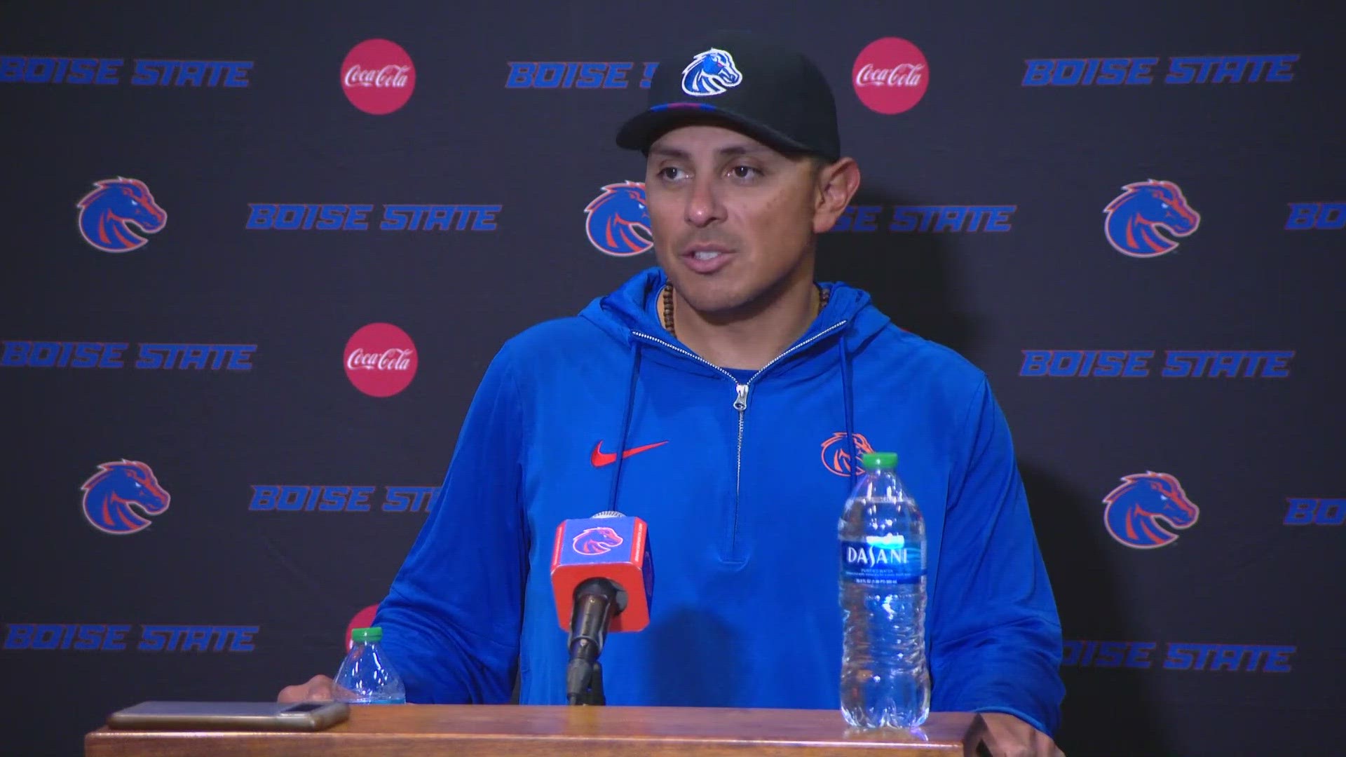 Head coach Andy Avalos meets with the media after Boise State captured its third 20-point comeback win as an FBS program Saturday night.