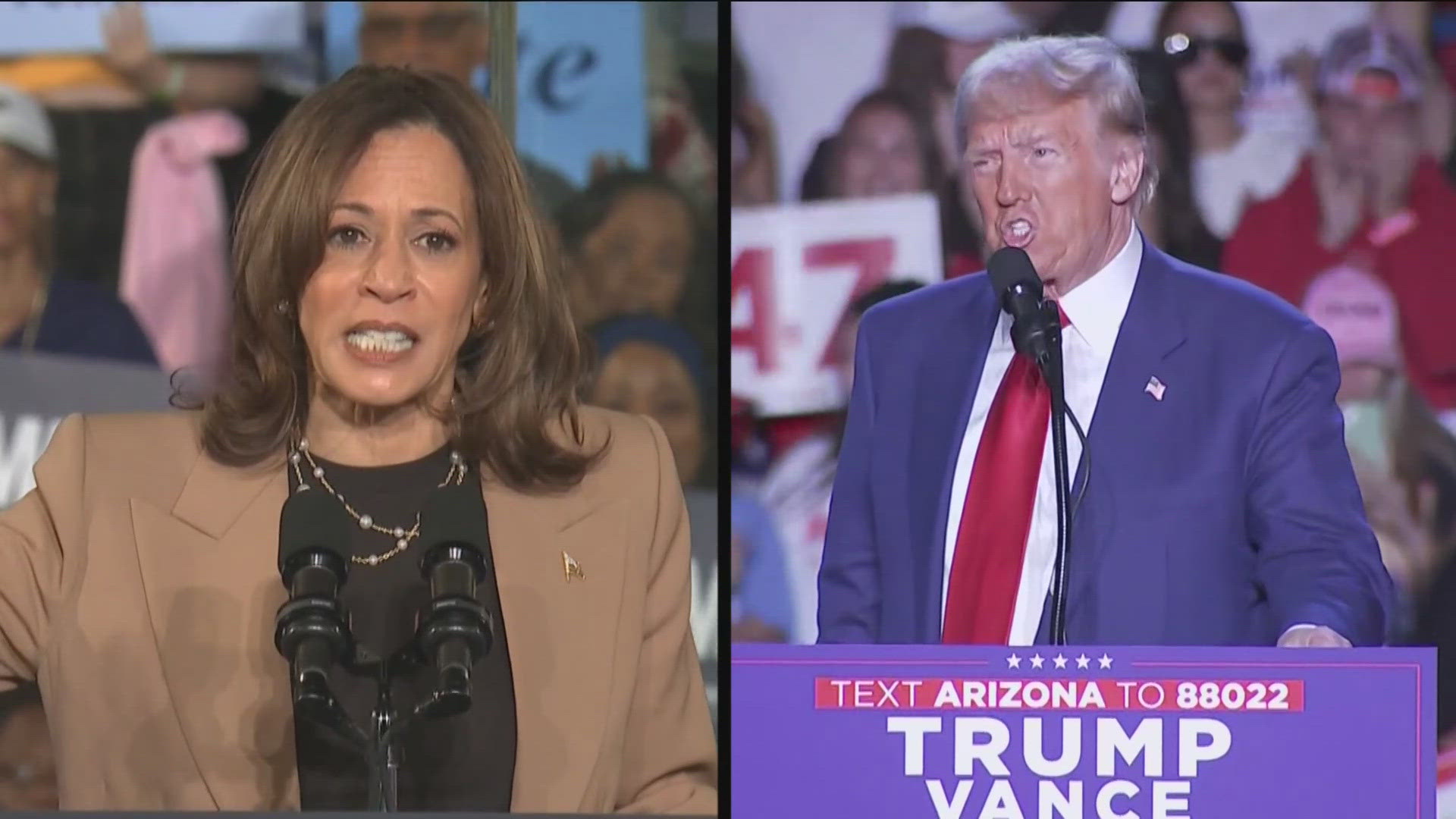 Kamala Harris and Donald Trump centered their attention on Texas on Friday with both presidential candidates holding events in the Republican state.