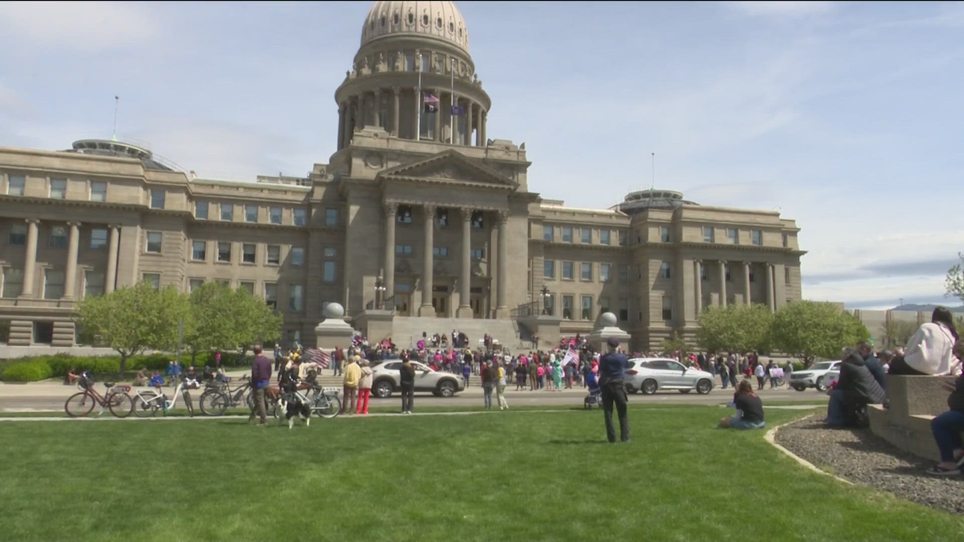 The rally was in opposition of Idaho's strict abortion ban.