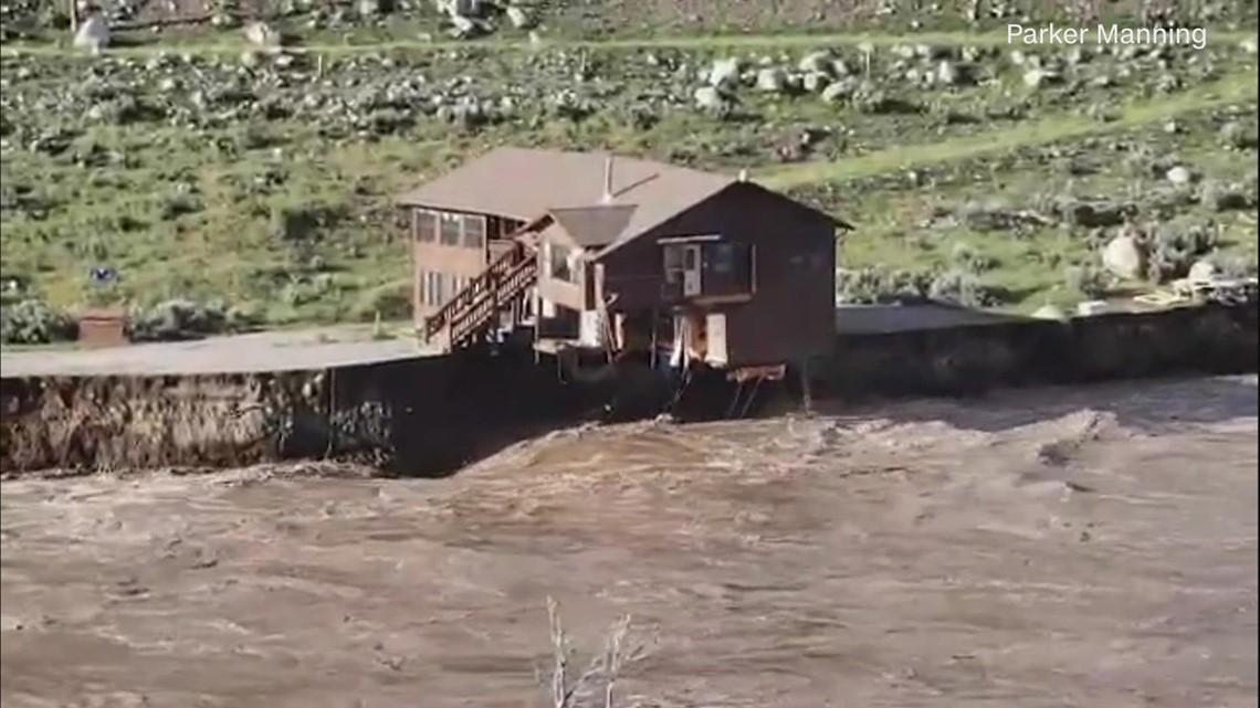 Video shows building collapsing into raging Yellowstone River