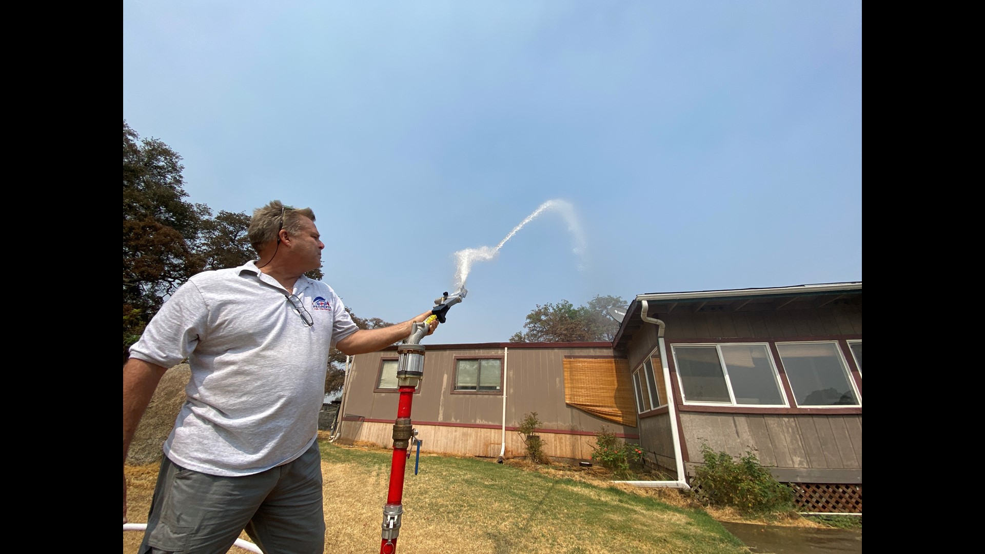 The sprinkler is designed as extra insurance for people in fire prone areas. It's meant to help in addition to creating defensible space before fires start.