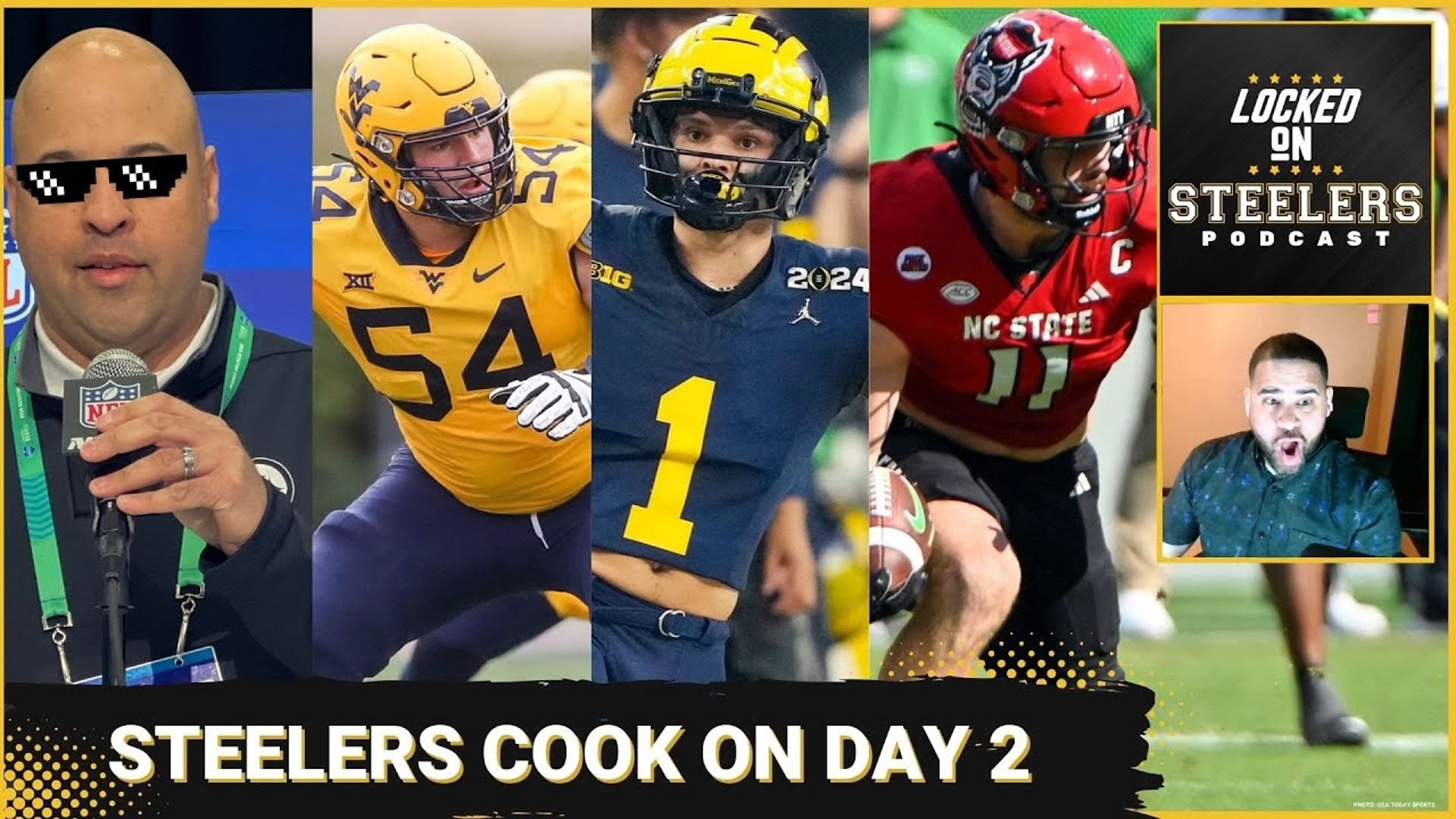 Steelers' Omar Khan Cooks NFL Draft Day 2 Zach Frazier/Roman Wilson
