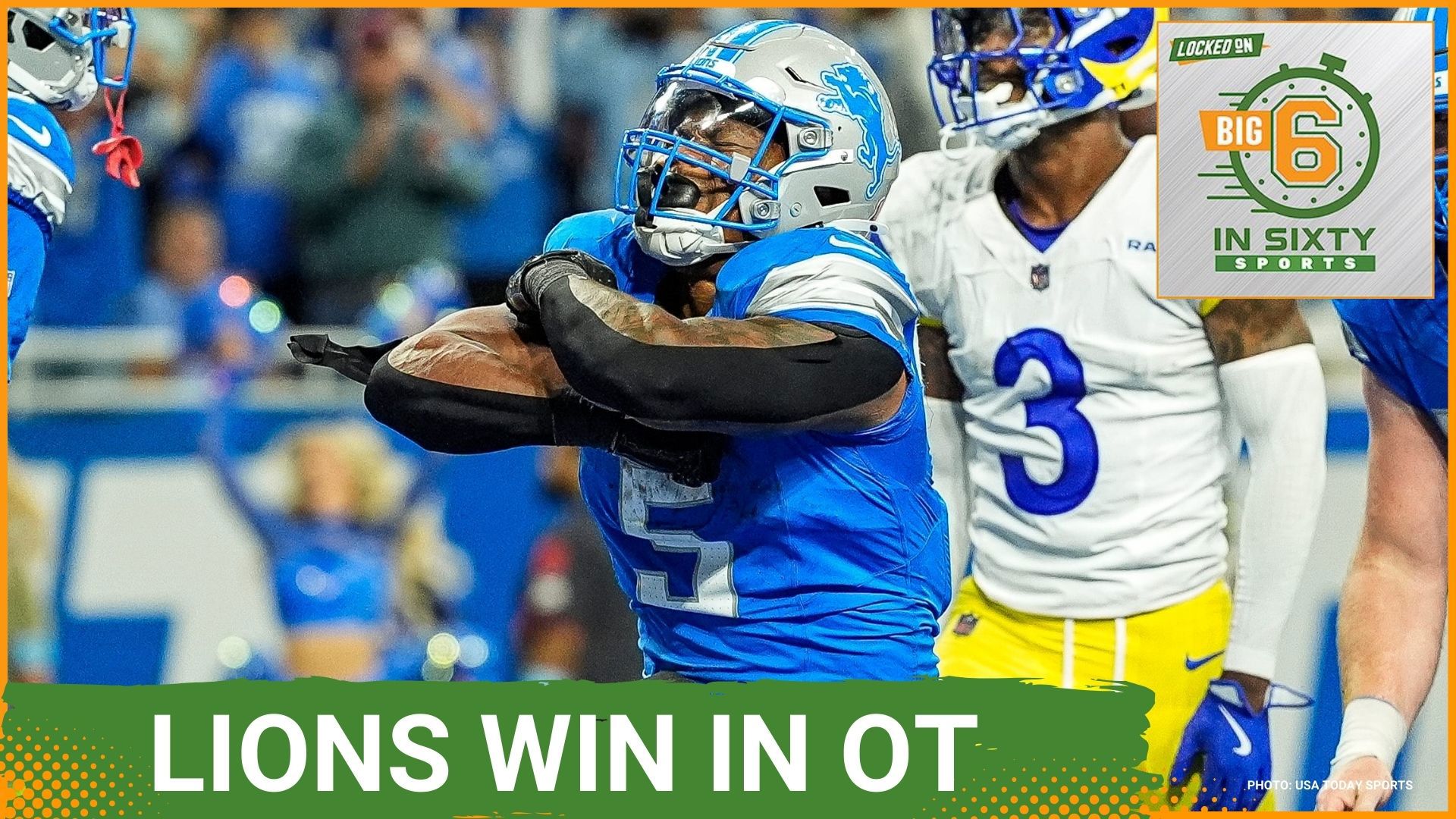 The Lions beat the Rams in overtime and Caleb Williams wins his NFL debut. The Patriots upset the Bengals and the Chargers win Jim Harbaugh's debut.