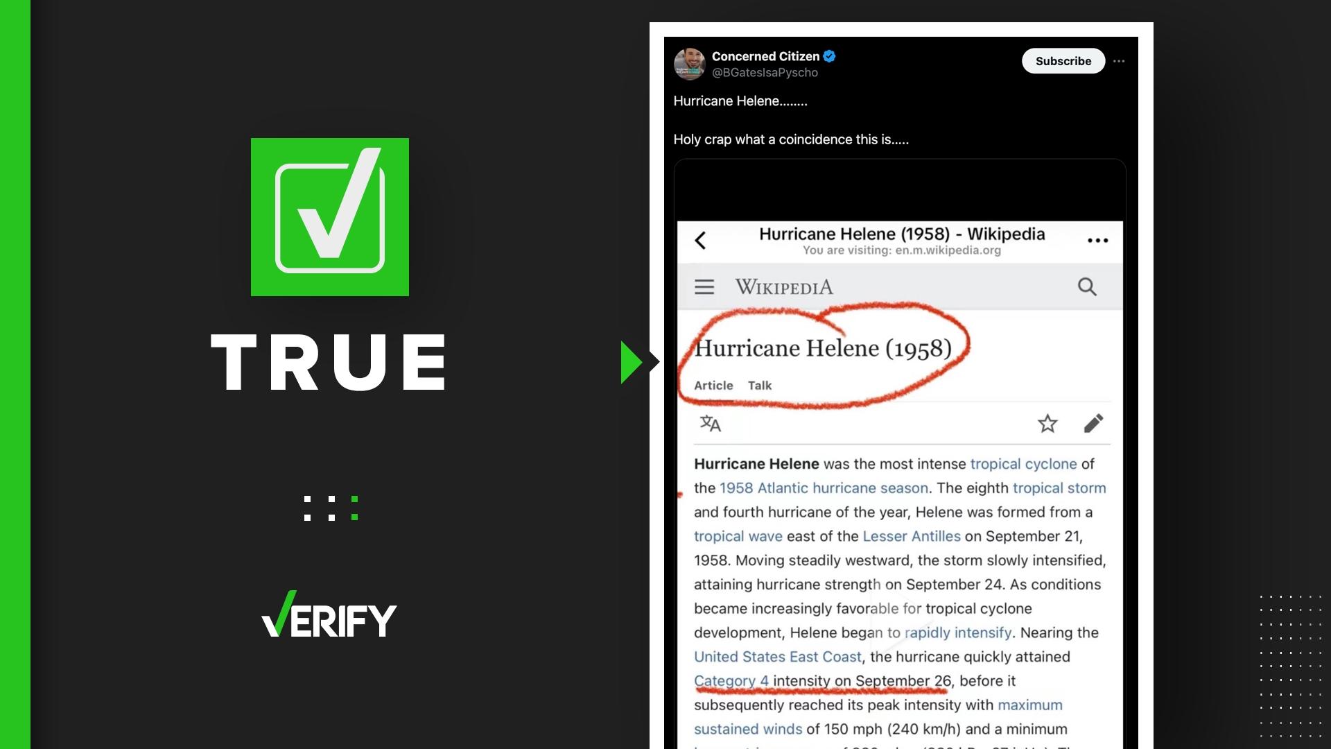 There was a Hurricane Helene in 1958, but it didn’t make landfall