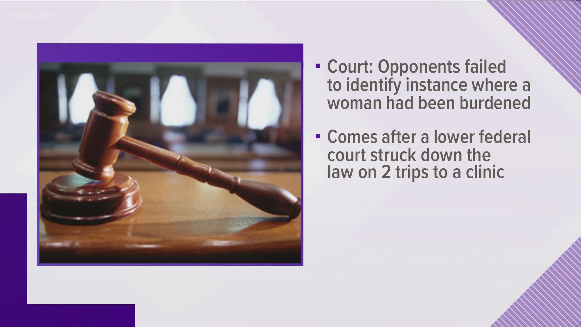 The court argues that opponents had failed to identify instances where a woman had been significantly burdened by the requirement.
