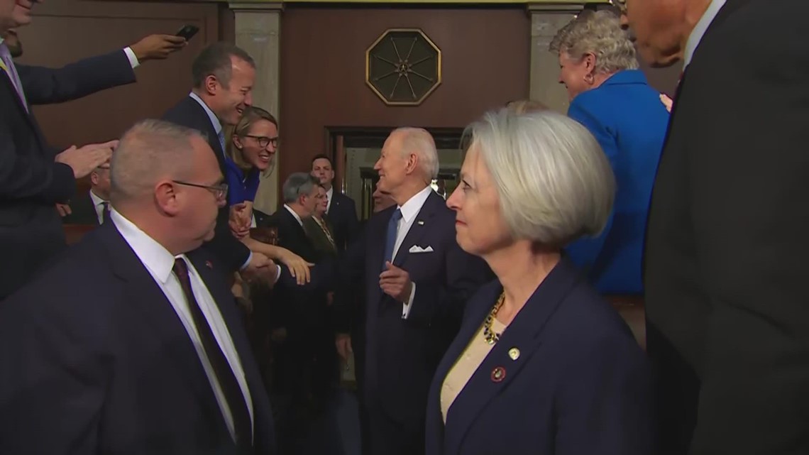 President Biden enters House for 2nd State of the Union