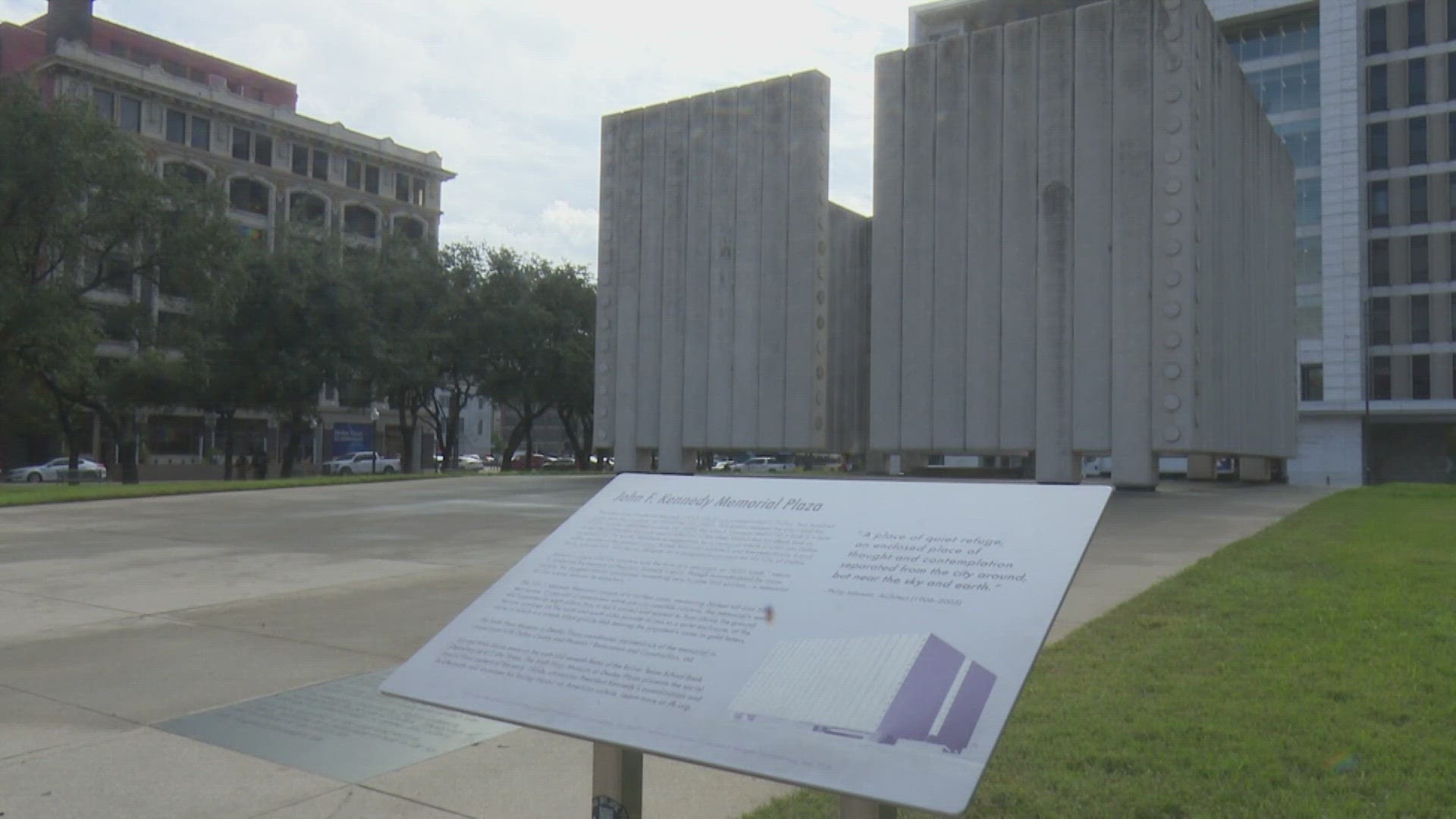 The JFK Memorial was designed by architect Philip Johnson and dedicated in 1970 to serve as a cenotaph to Kennedy.