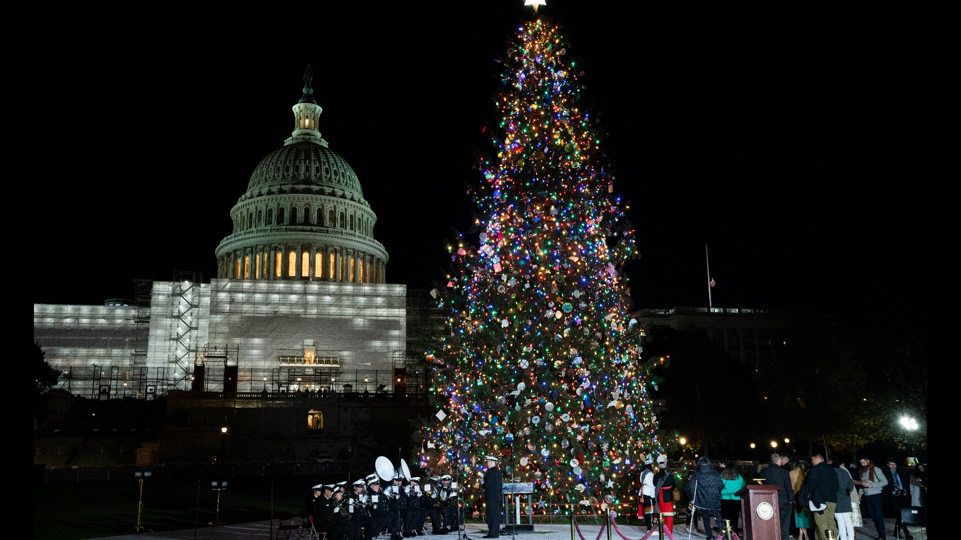 Christmas tree, a 78-foot Red Spruce from the National Forests in North Carolina, lighting ceremony at the U.S. Capitol.