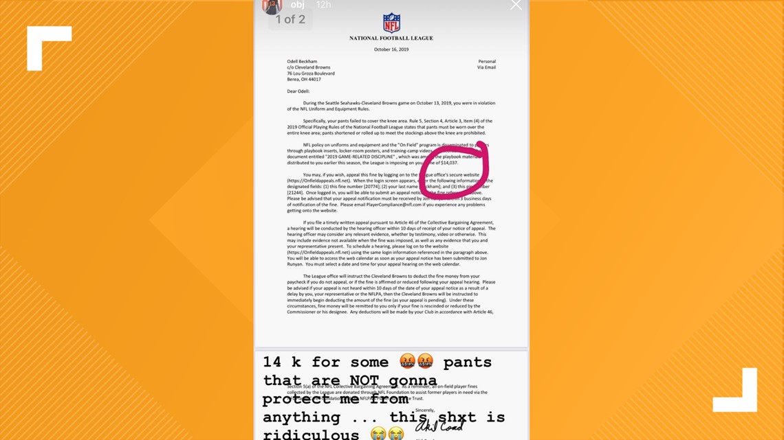 Odell Beckham Jr. fined 14K for pants