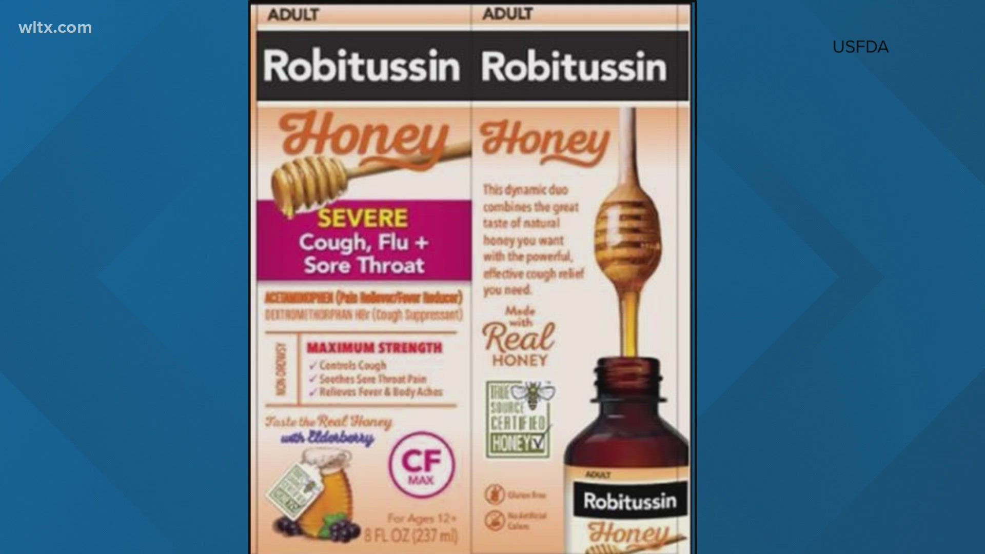 The voluntary recall of eight lots of Robitussion Honey CF Max Day Adult and Robitussin Honey CF Max nighttime adult.